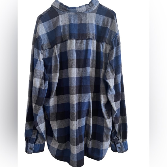 The Foundry Supply Co. Blue and Gray Plaid Flannel Shirt - Picture 4 of 5